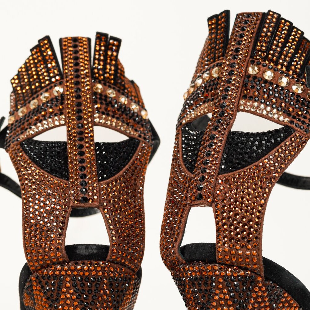 Valentino Glam Mask Tribe Crystal-Embellished Suede Sandals